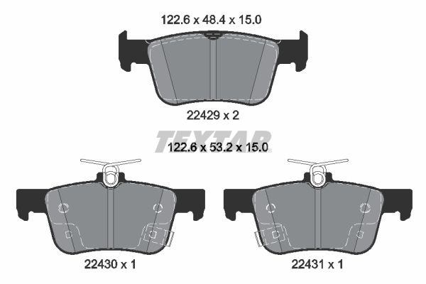 Комплект тормозных колодок, дисковый тормоз TEXTAR 2242901