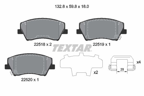 Комплект тормозных колодок, дисковый тормоз TEXTAR 2251801