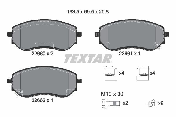 Комплект тормозных колодок, дисковый тормоз TEXTAR 2266001