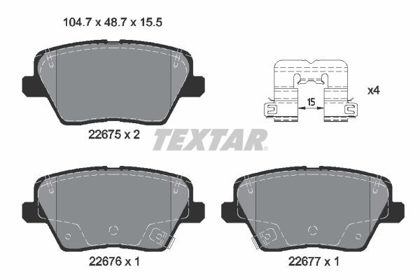 Комплект тормозных колодок, дисковый тормоз TEXTAR 2267501