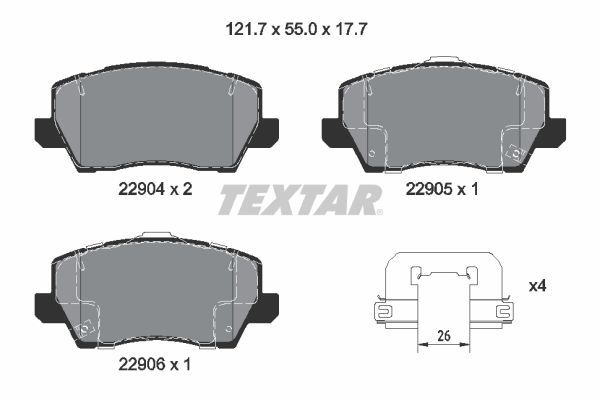 Комплект тормозных колодок, дисковый тормоз TEXTAR 2290401