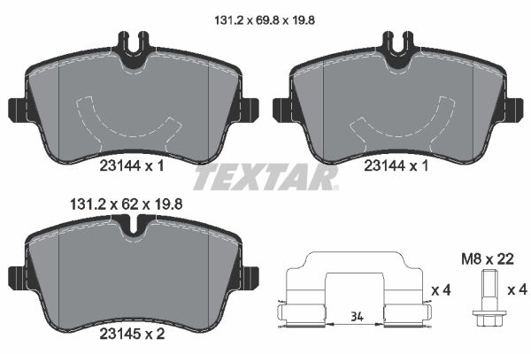 Комплект тормозных колодок, дисковый тормоз TEXTAR 2314402