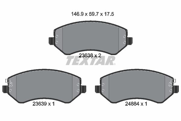 Комплект тормозных колодок, дисковый тормоз TEXTAR 2363801