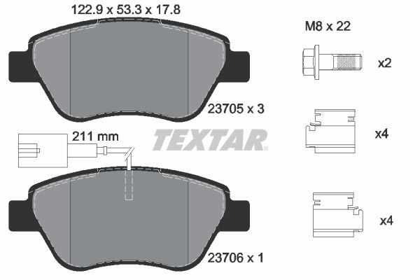 Комплект тормозных колодок, дисковый тормоз TEXTAR 2370502