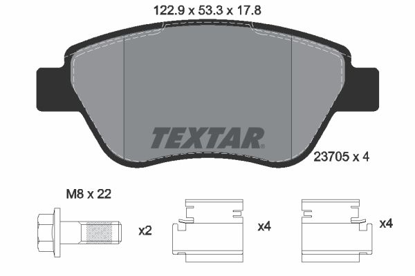 Комплект тормозных колодок, дисковый тормоз TEXTAR 2370503