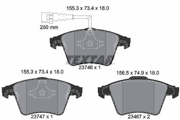 Комплект тормозных колодок, дисковый тормоз TEXTAR 2374601