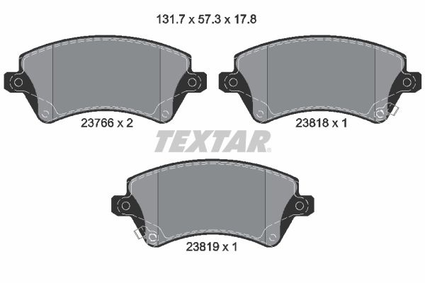 Комплект тормозных колодок, дисковый тормоз TEXTAR 2376601