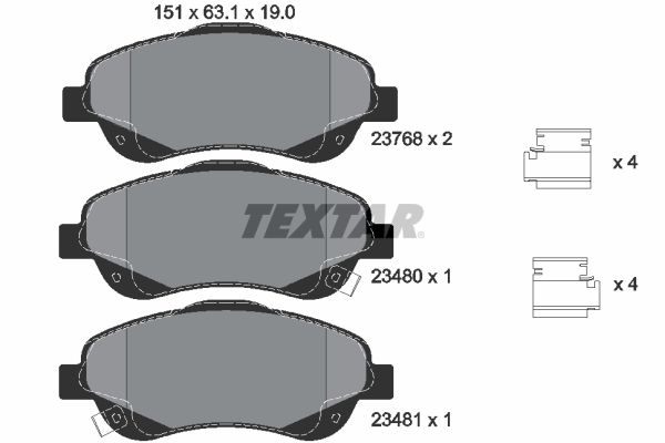 Комплект тормозных колодок, дисковый тормоз TEXTAR 2376802