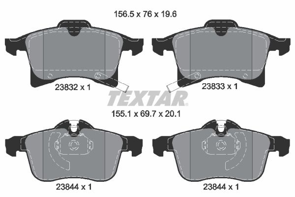 Комплект тормозных колодок, дисковый тормоз TEXTAR 2383201