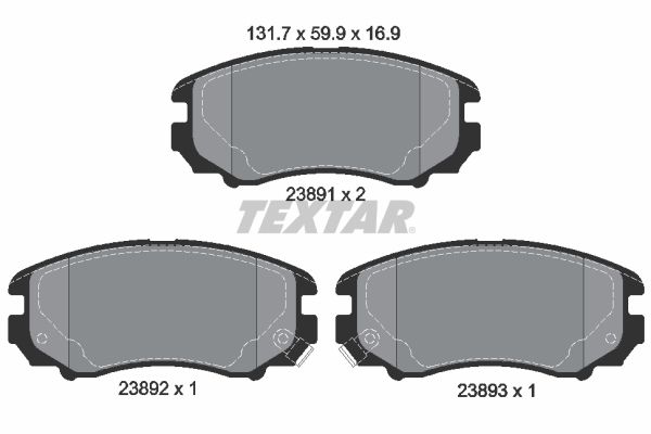 Комплект тормозных колодок, дисковый тормоз TEXTAR 2389101