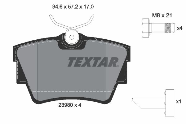 Комплект тормозных колодок, дисковый тормоз TEXTAR 2398001
