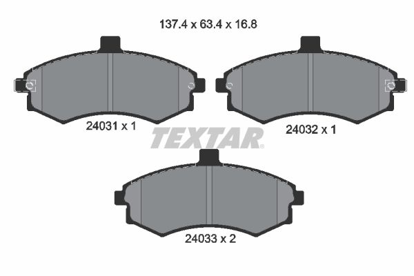 Комплект тормозных колодок, дисковый тормоз TEXTAR 2403101