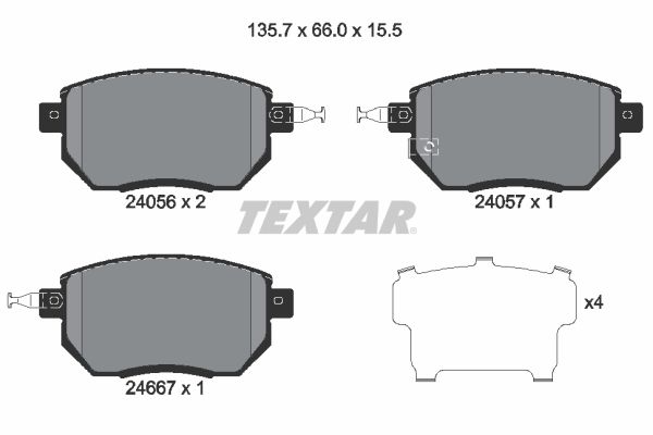 Комплект тормозных колодок, дисковый тормоз TEXTAR 2405601