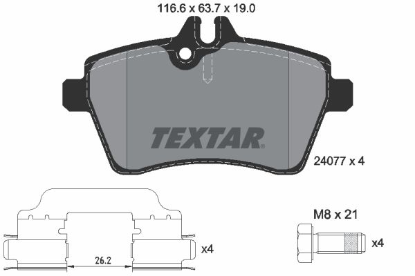 Комплект тормозных колодок, дисковый тормоз TEXTAR 2407702
