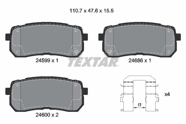 Комплект тормозных колодок, дисковый тормоз TEXTAR 2459901