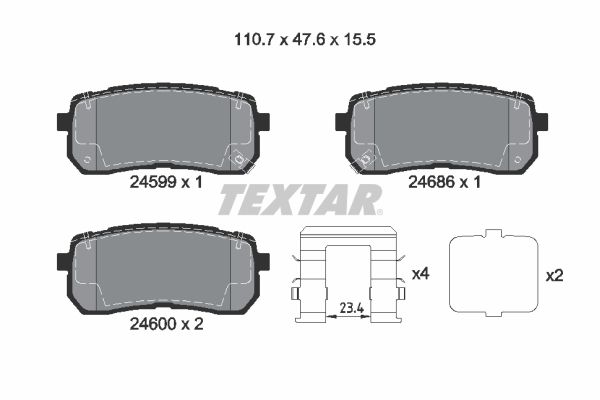 Комплект тормозных колодок, дисковый тормоз TEXTAR 2459904