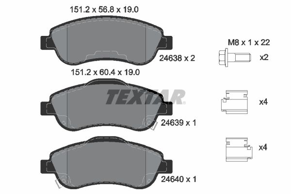 Комплект тормозных колодок, дисковый тормоз TEXTAR 2463801