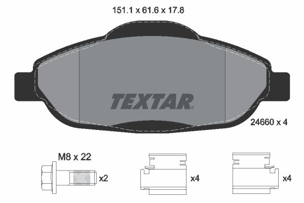 Комплект тормозных колодок, дисковый тормоз TEXTAR 2466001
