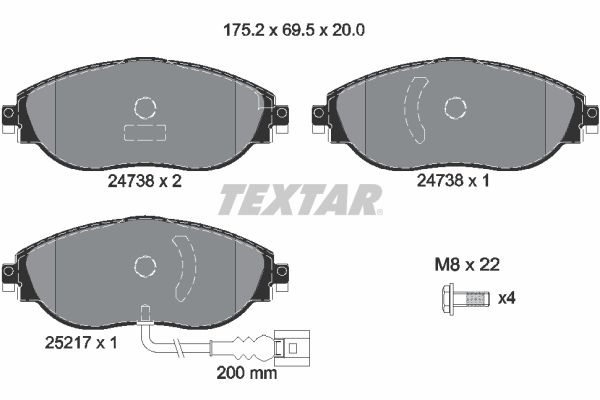 Комплект тормозных колодок, дисковый тормоз TEXTAR 2473801