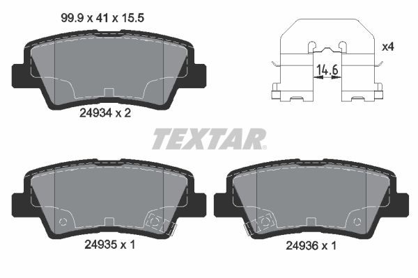 Комплект тормозных колодок, дисковый тормоз TEXTAR 2493401