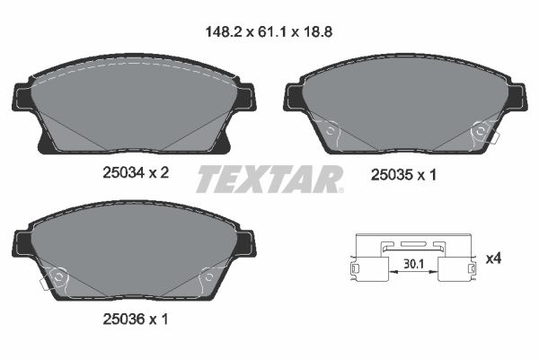 Комплект тормозных колодок, дисковый тормоз TEXTAR 2503401