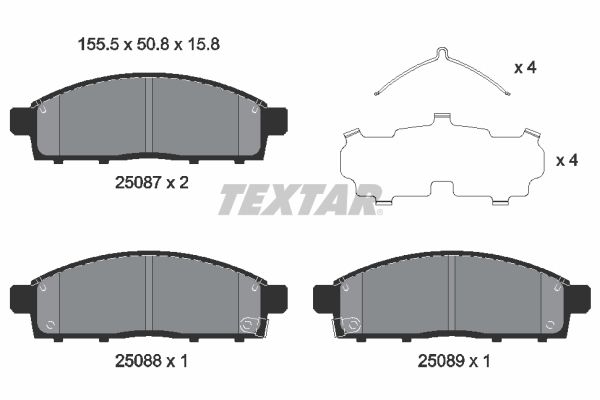 Комплект тормозных колодок, дисковый тормоз TEXTAR 2508703