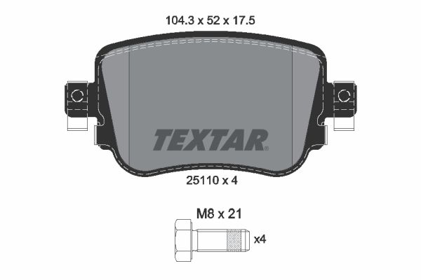 Комплект тормозных колодок, дисковый тормоз TEXTAR 2511001