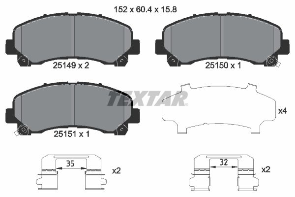 Комплект тормозных колодок, дисковый тормоз TEXTAR 2514901