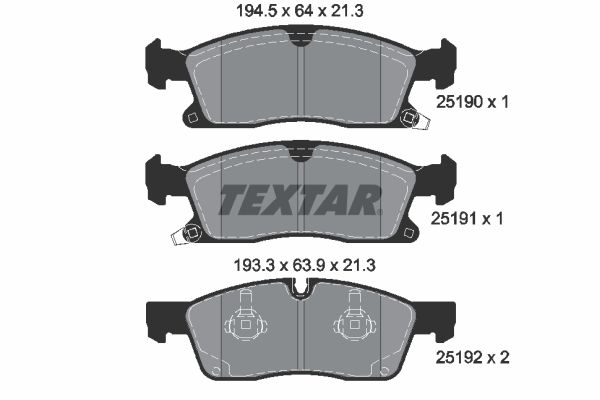 Комплект тормозных колодок, дисковый тормоз TEXTAR 2519001
