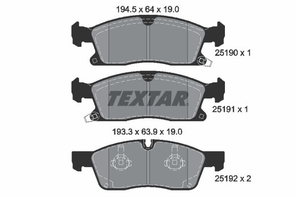 Комплект тормозных колодок, дисковый тормоз TEXTAR 2519002