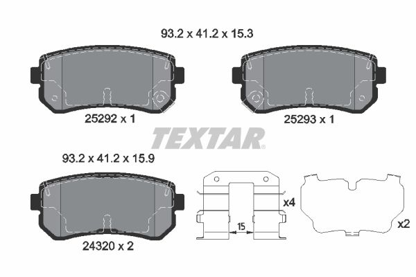 Комплект тормозных колодок, дисковый тормоз TEXTAR 2529201