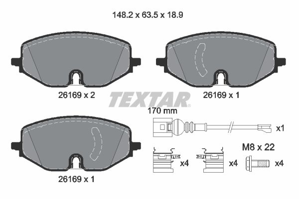 Комплект тормозных колодок, дисковый тормоз TEXTAR 2616901