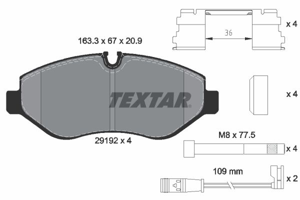 Комплект тормозных колодок, дисковый тормоз TEXTAR 2919202