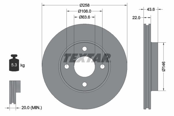 Тормозной диск TEXTAR 92096203