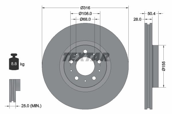 Тормозной диск TEXTAR 92126603