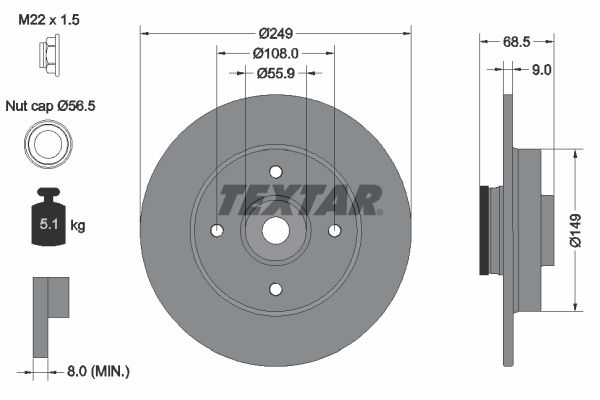 Тормозной диск TEXTAR 92133303