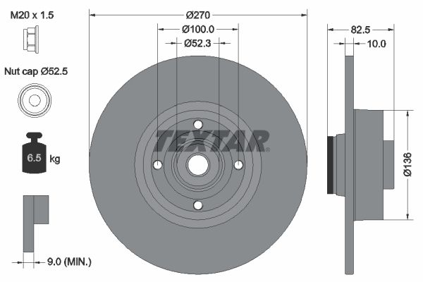Тормозной диск TEXTAR 92154503