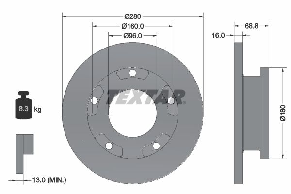 Тормозной диск TEXTAR 92159103