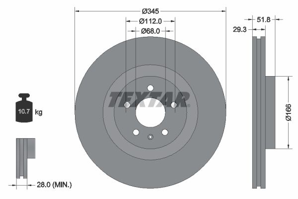 Тормозной диск TEXTAR 92160205