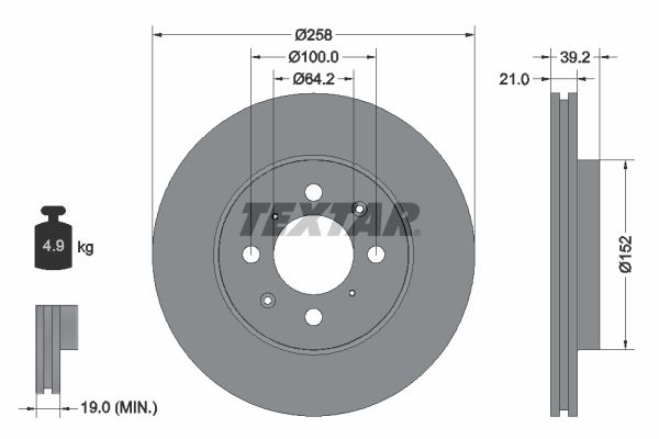 Тормозной диск TEXTAR 92165903