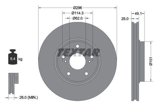 Тормозной диск TEXTAR 92185403