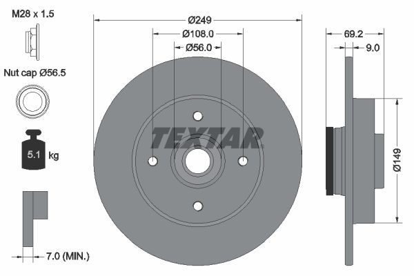 Тормозной диск TEXTAR 92202103