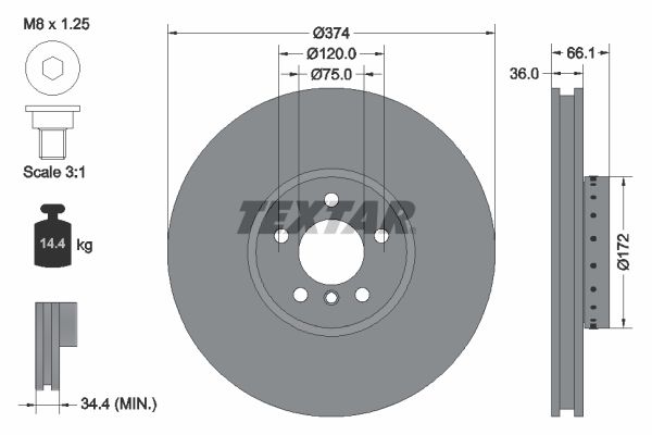 Тормозной диск TEXTAR 92266325
