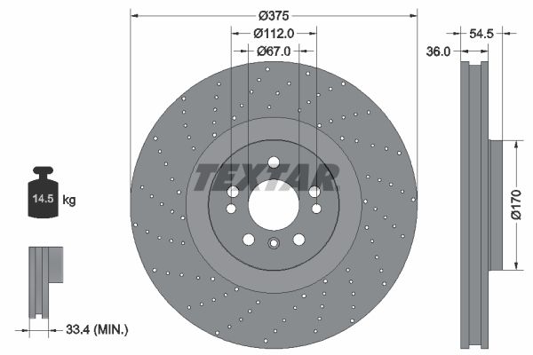 Тормозной диск TEXTAR 92279805