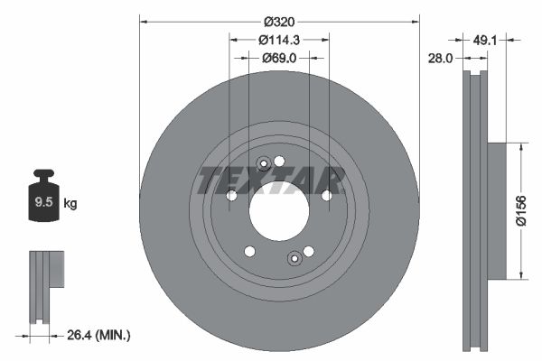 Тормозной диск TEXTAR 92281803