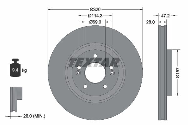 Тормозной диск TEXTAR 92306303