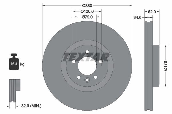 Тормозной диск TEXTAR 92316405