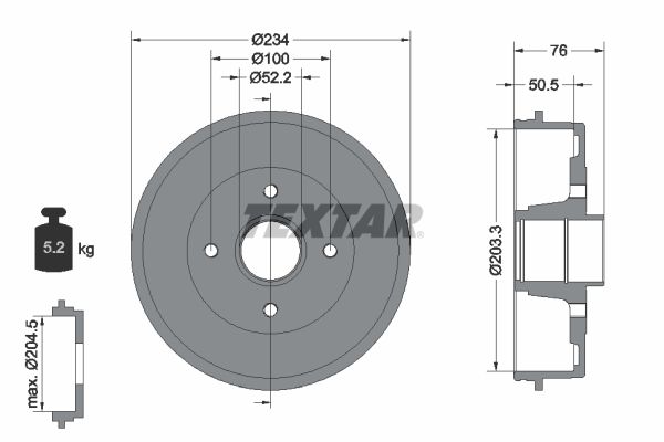 Тормозной барабан TEXTAR 94019700