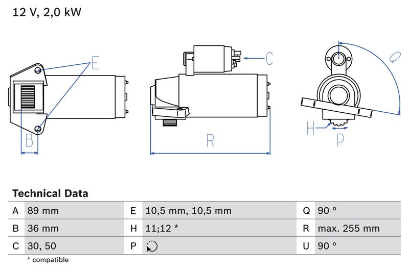 Стартер BOSCH 0986021810