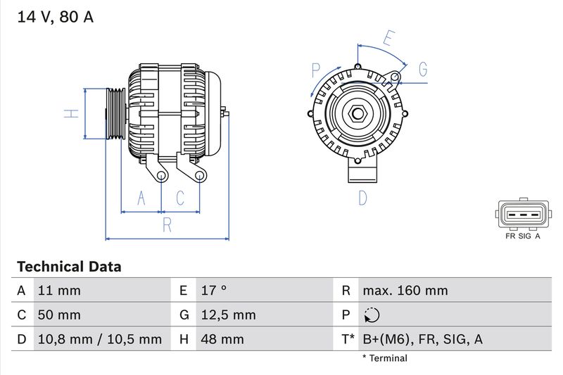 Генератор BOSCH 0986044701